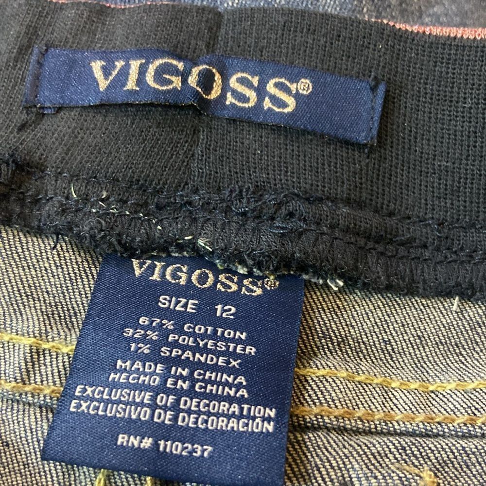Vigoss Denim Shorts with Rainbow Waistband Size 12 New No Tag - Picture 5 of 8
